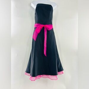 Alfred Angelo vintage Y2K black dress hot pink sheer cocktail formal nwt size 10